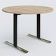 Table ronde gamme Pure diametre 110 cm. Plateau Chêne naturel et pietement Noir/Chrome.