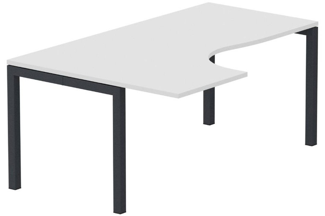 Plan Compact 90° asymétrique 160x120x80/60cm retour à gauche blanc/anthracite - sur délai