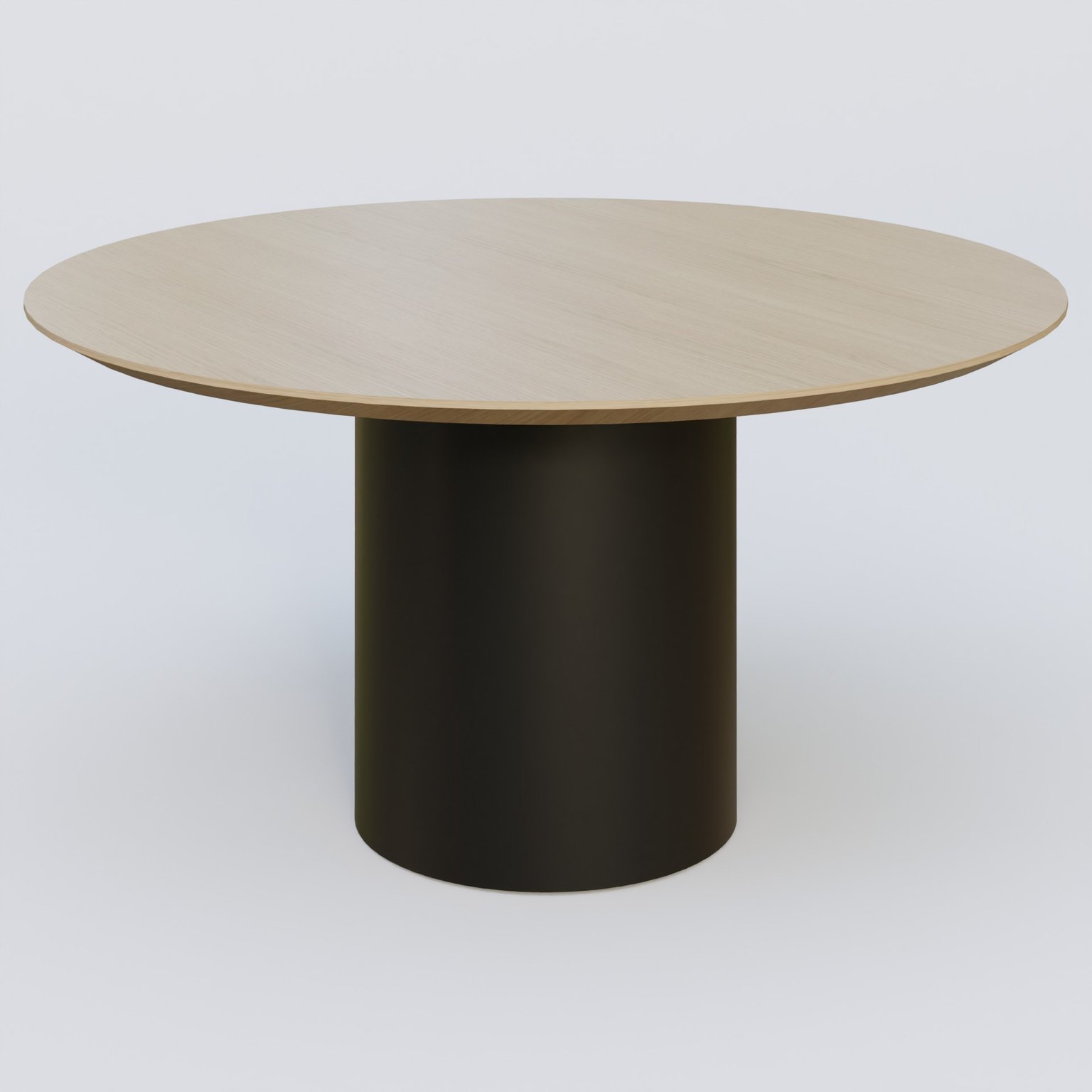Table Basse Fashion Styl piètement colonne en métal D-26cm et plateau bois. Plateau Chêne et pietement Noir (RAL 9005).
