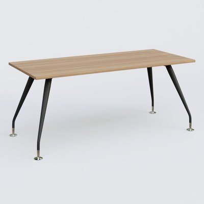 [Pas de famille] - [Pas de sous famille] - K5 plan droit 180*80 cm. Plateau Noyer et pietement Noir Mat avec base chromé.