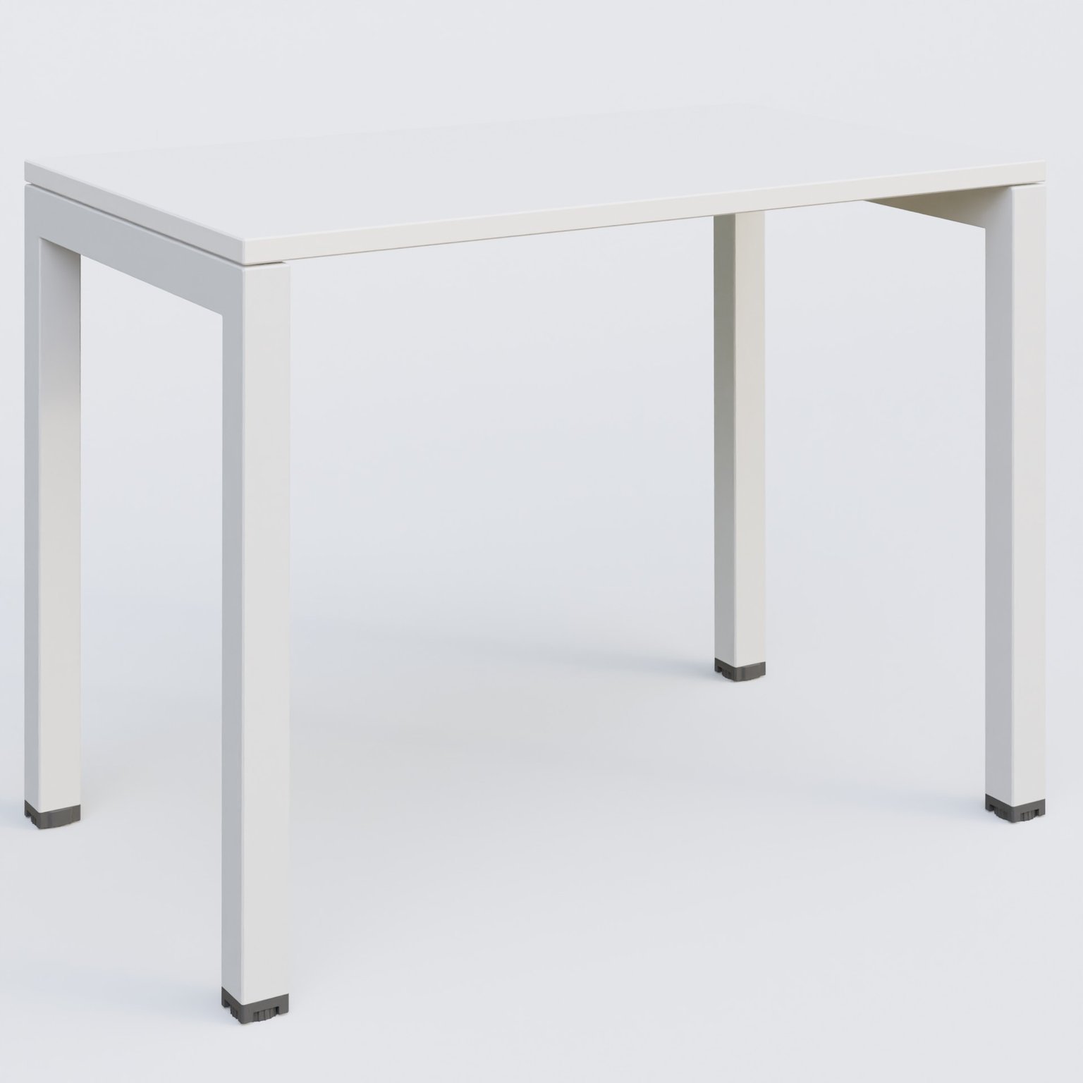 K3 Plateau droit 100x60 pieds fixe. Plateau Blanc et pietement Blanc.