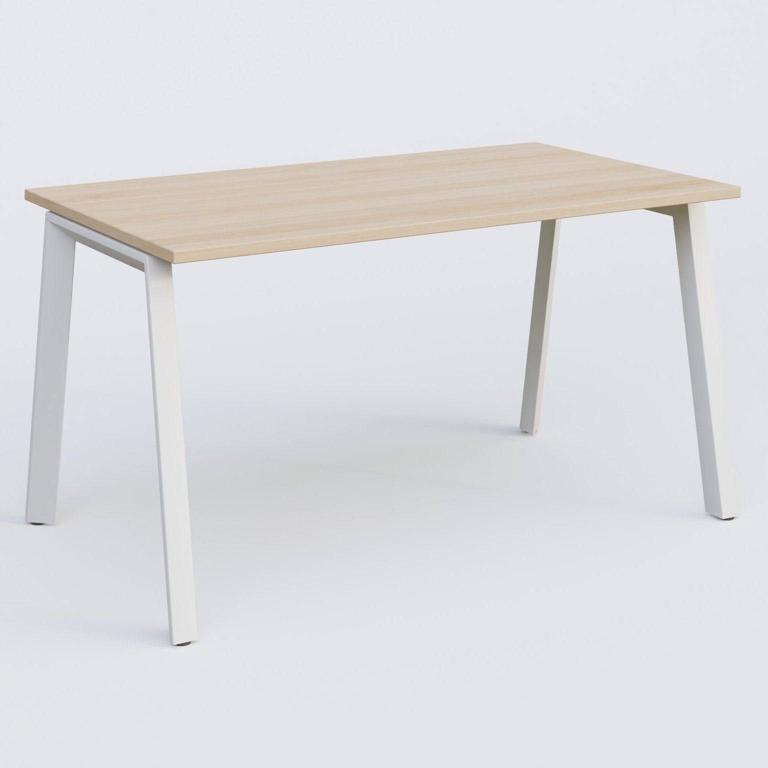 K8 plan droit 140*70 sur pieds fixe. Plateau Hêtre et pietement Blanc