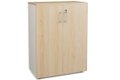 Armoire mélamine H102xL120cm portes bois, Top de finition : hêtre / Corps d'armoire et tablettes : aluminium / Façade : Hêtre / Poignées aluminium