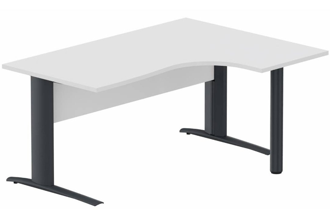 K1 Voile de fond Bois -Plan compact 90° asymétrique 160x120x80/60cm sur pied de soutien - retour à droite -Finitions : PLATEAUX: BLANC (BL) / PIETEMENTS: ANTHRACITE (AN)