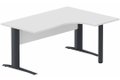K1 Voile de fond Bois- Plan compact 90° asymétrique 180x120x80/60cm sur pied de soutien - retour à droite -Finitions : PLATEAUX: BLANC (BL) / PIETEMENTS: ANTHRACITE (AN)