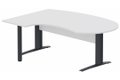 K1 VDF bois compact 90° manager 190x141x104x60cm sur pied de soutien, plateau blanc, structure anthracite