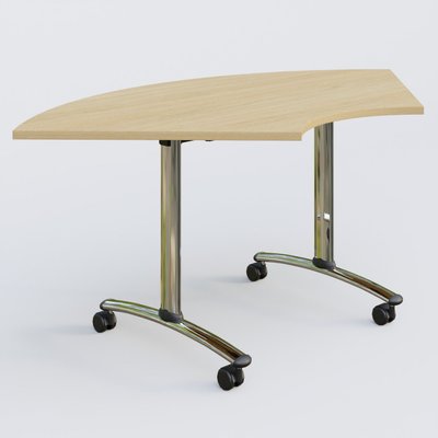 [Pas de famille] - [Pas de sous famille] - Module 1/4 de couronne pour table abattante gamme Arca 120-120 cm. Plateau Chêne clair et pietement Chrome.