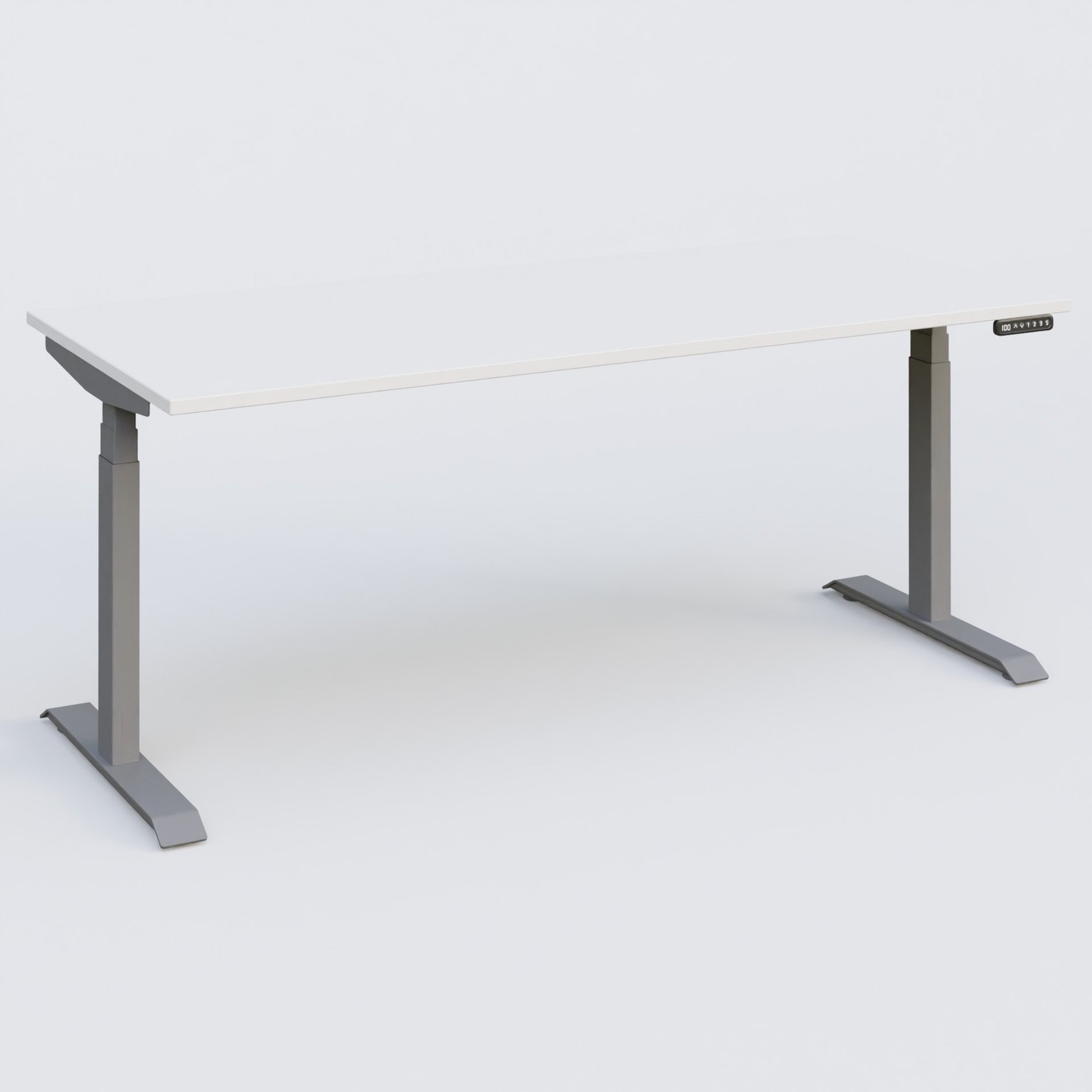 Poste solo 180*80 réglable en hauteur éléctriquement de 65-130 cm gamme KPro3. Plateau Blanc et pietement Aluminium.