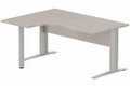 VDF BOIS Compact 90° asymétrique 160x120x80/60cm retour à gauche sur pied de soutien, plateau acacia, structure aluminium