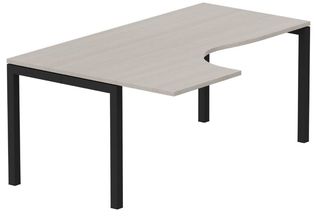 K3- Plan compact 90° asymétrique 160x120x80/60cm sur pied de soutien - retour à gauche -Finitions : PLATEAUX: ACACIA (AK) / PIETEMENTS: NOIR GRAINE MAT (NG)
