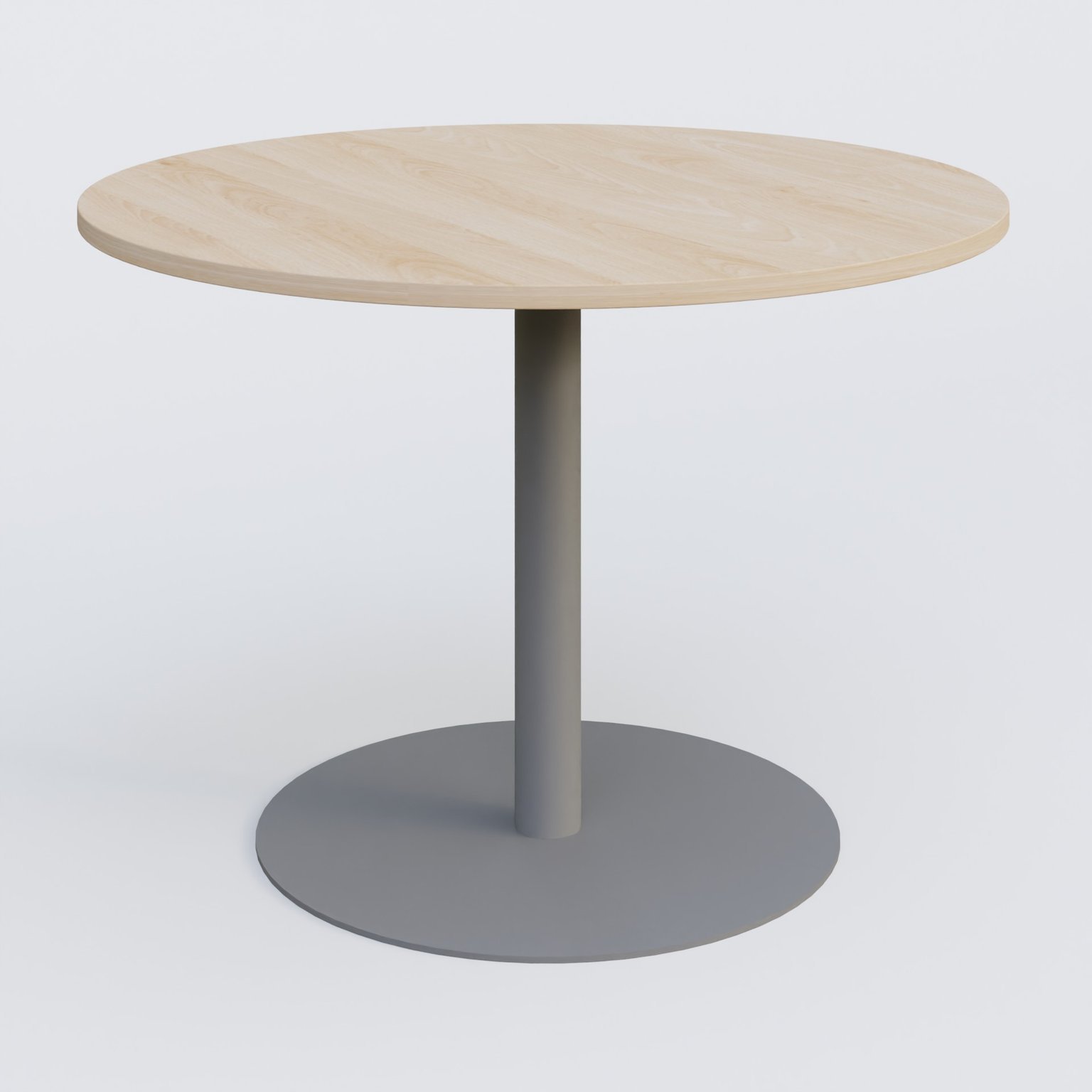 Table ronde diametre 110 cm avec pieds colonne centrale. Plateau Hêtre et pietement Aluminium