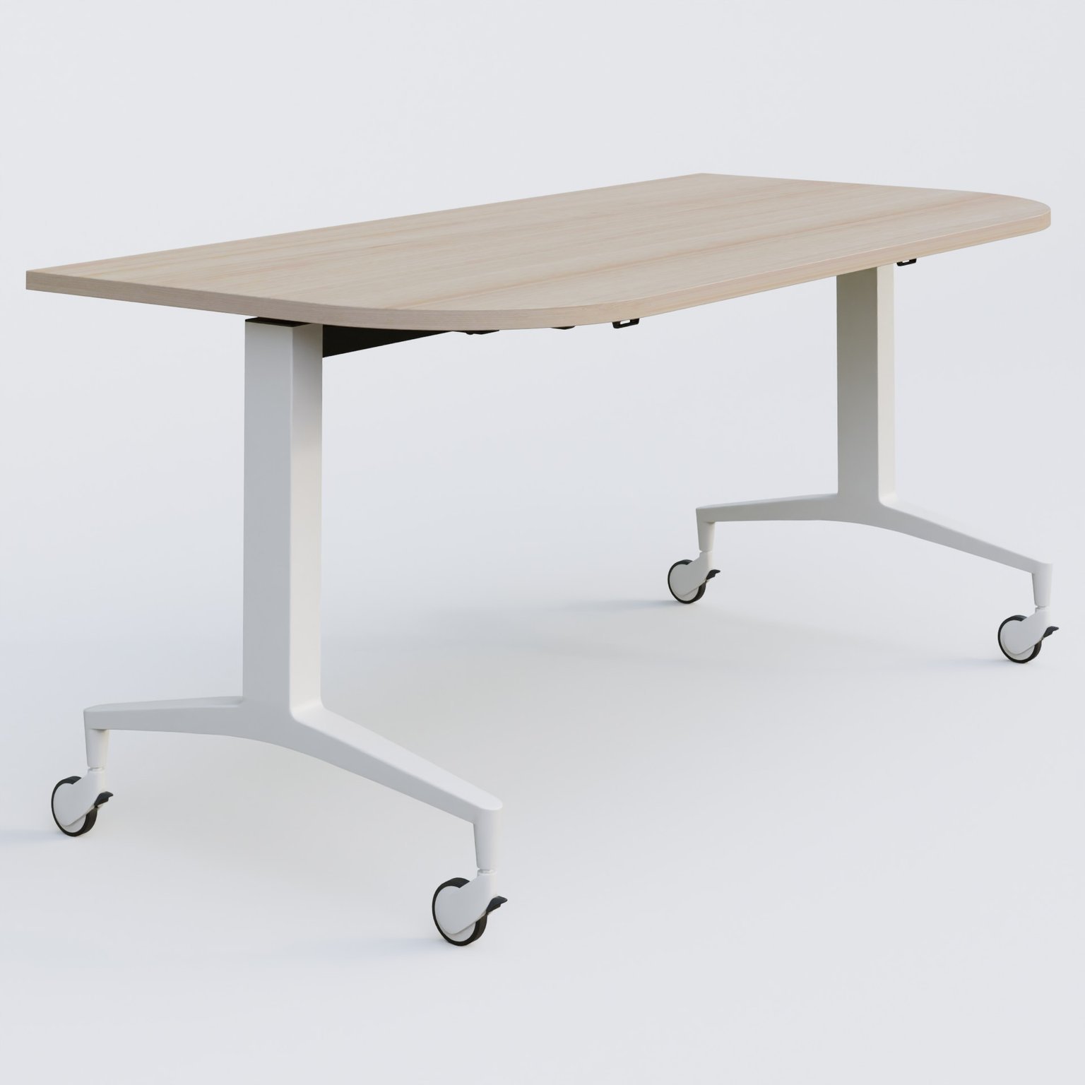 Module d'extrémité de la gamme LEM 165-80 cm. Plateau Acacia et pietement Blanc.