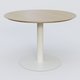 Table Basse Fashion Styl piètement colonne en métal et plateau bois. Plateau Chêne et pietement Blanc (RAL 9010).
