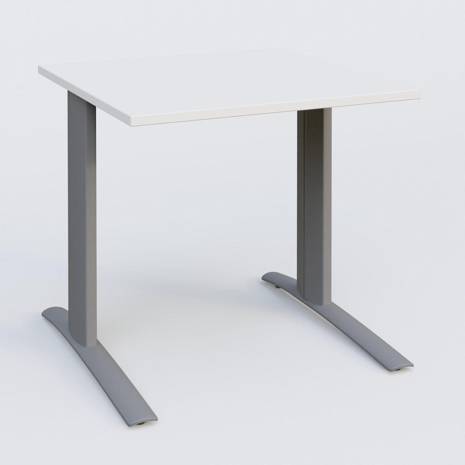 K1 Plateau droit 80x80 pieds fixe. Plateau Blanc et pietement Aluminium