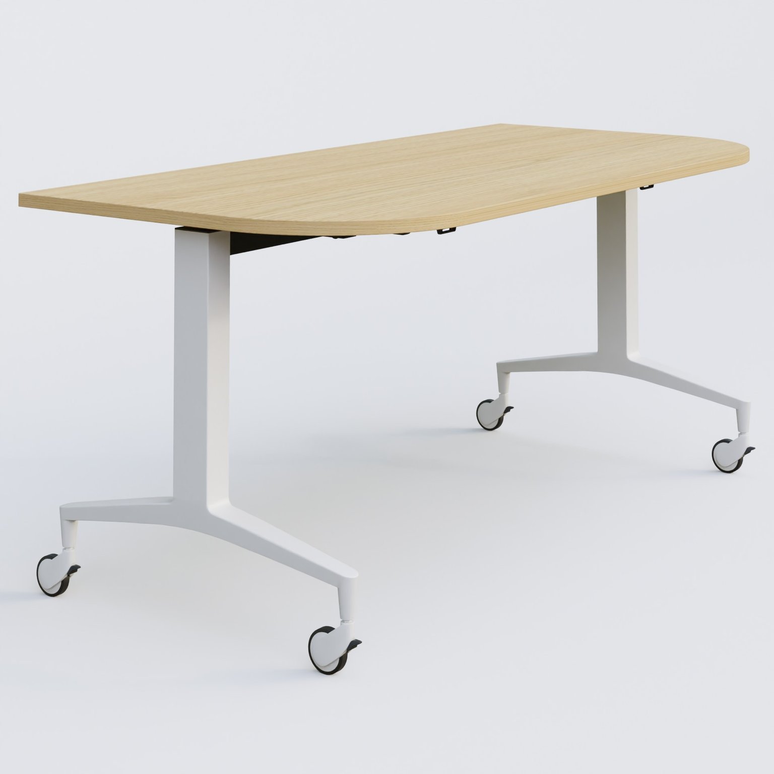 Module d'extrémité de la gamme LEM 165-80 cm. Plateau Chêne clair et pietement Blanc.