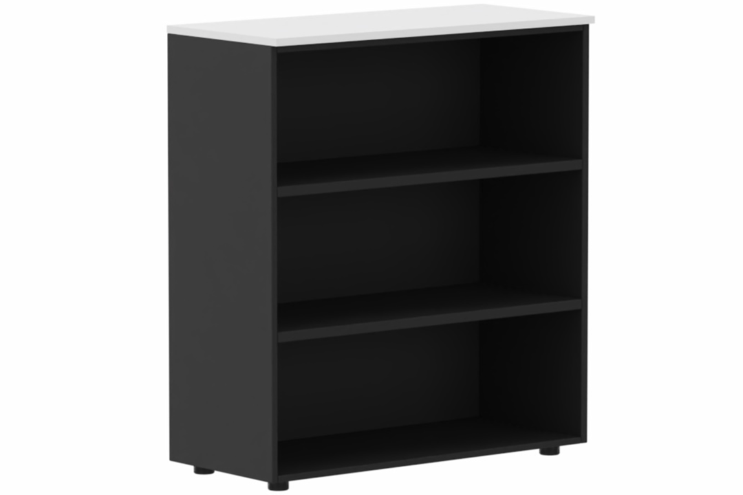 Armoire mélamine H102xL100cm sans portes, Finitions =Top de finition : Blanc (BL) / Corps d'armoire et tablettes: noir