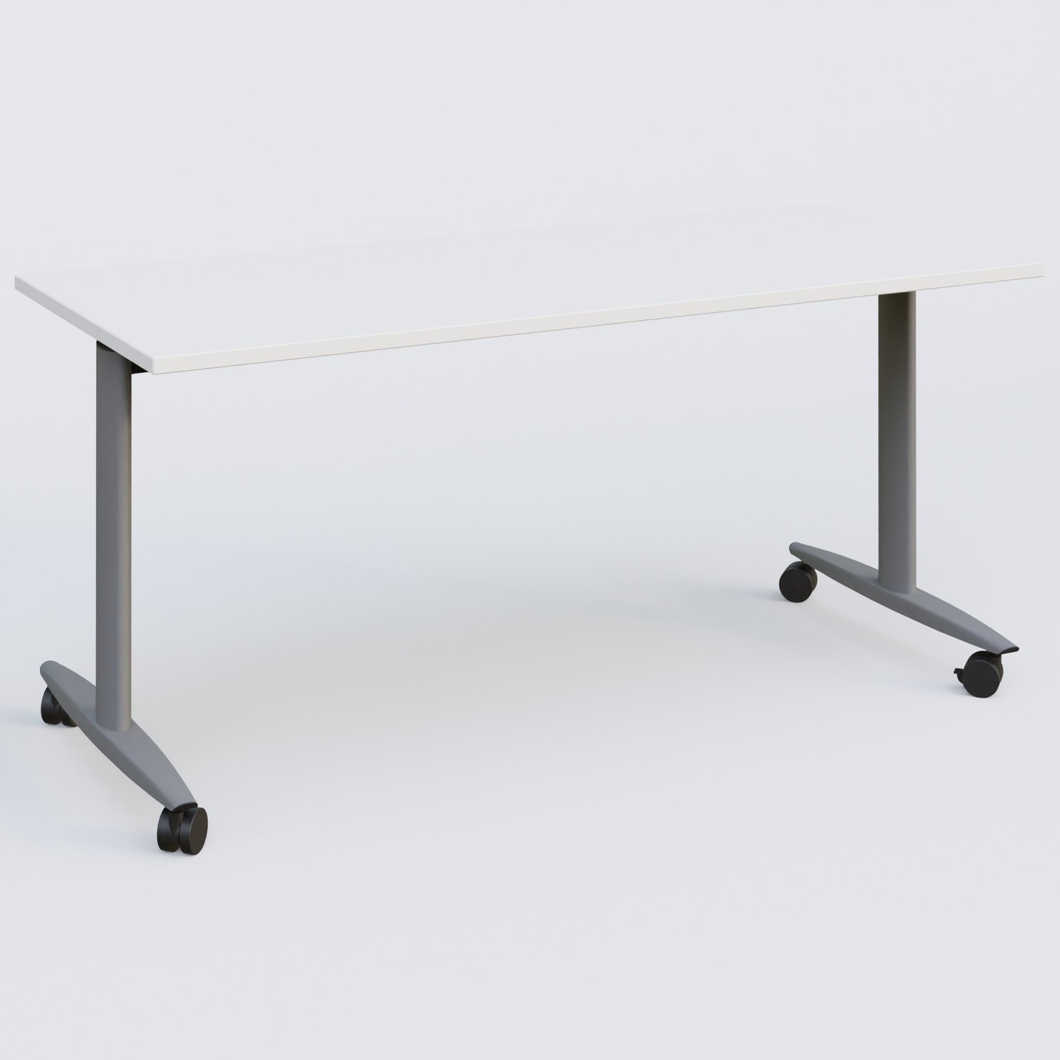 Table abattante gamme Design 160*70 cm. Plateau Blanc et pietement Aluminium.