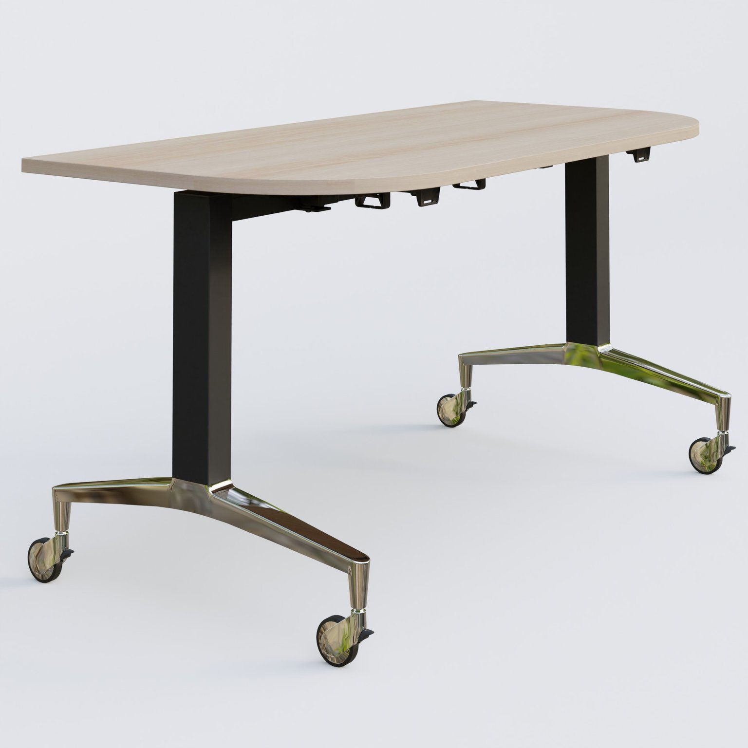 Module d'extrémité de la gamme LEM 145-70 cm. Plateau Acacia et pietement Noir/Chrome.