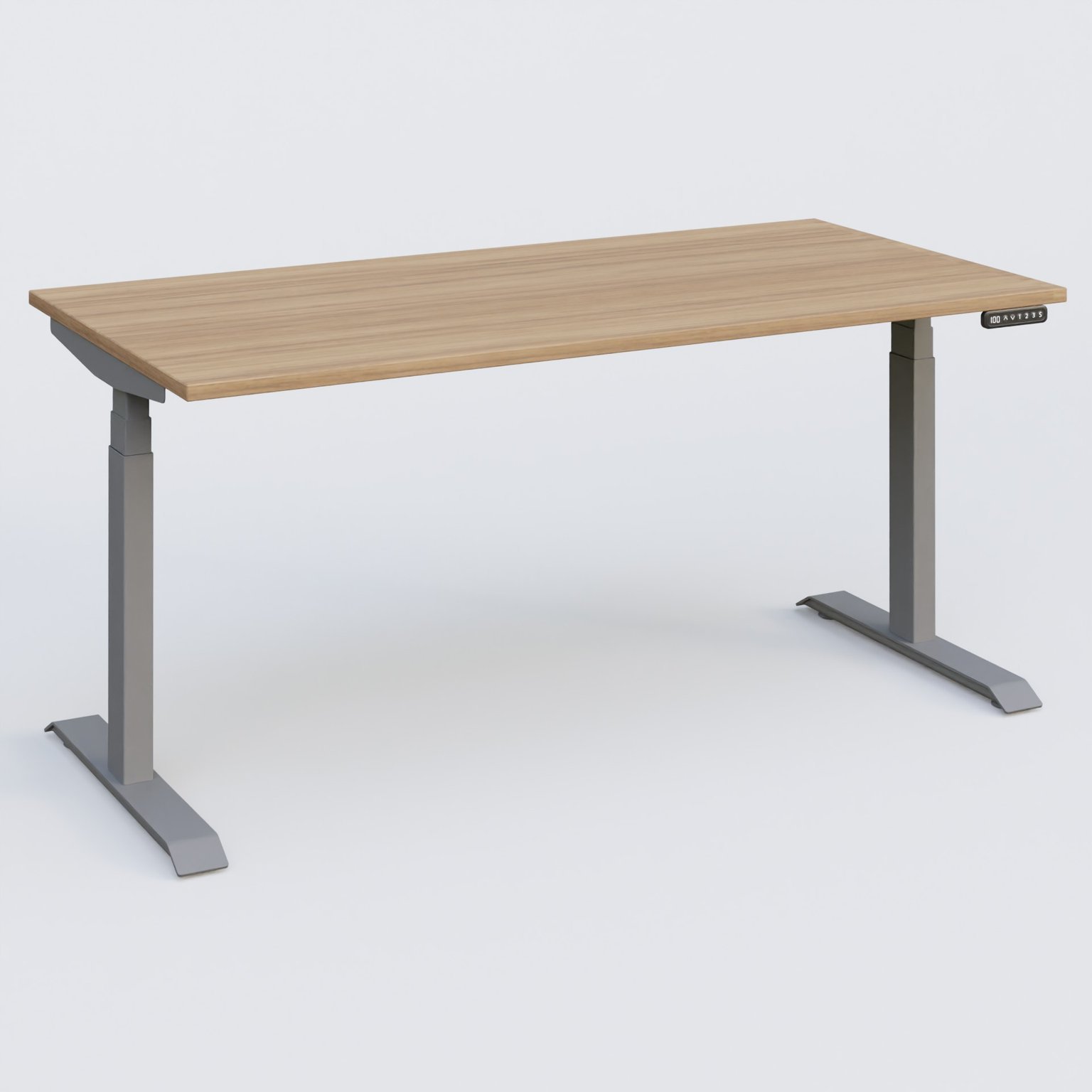Poste solo 160*80 réglable en hauteur éléctriquement de 65-130 cm gamme KPro3. Plateau Noyer et pietement Aluminium.