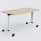 Table abattante gamme Arca 140-80 cm. Plateau Hêtre et pietement Blanc.