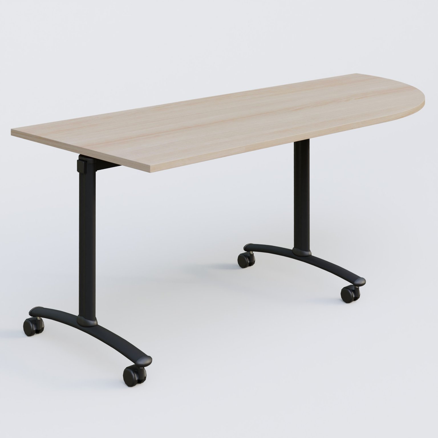 Module d'angle 90° Droite gamme Arca 200-80 cm. Plateau Acacia et pietement Noir.