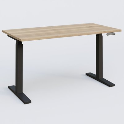 [Pas de famille] - [Pas de sous famille] - Poste solo 140*70 réglable en hauteur éléctriquement de 70-120 cm gamme KPro2. Plateau Chêne naturel et pietement Noir.