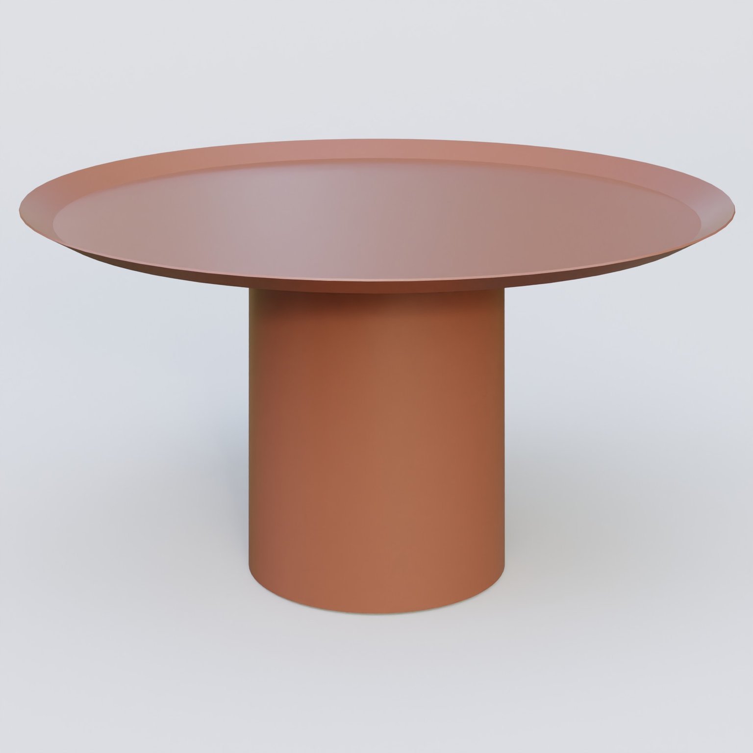 Table Basse Fashon Styl piètement colonne métalique D-26 cm. Plateau Brun cuivré (RAL 8004) et pietement Brun cuivré (RAL 8004).