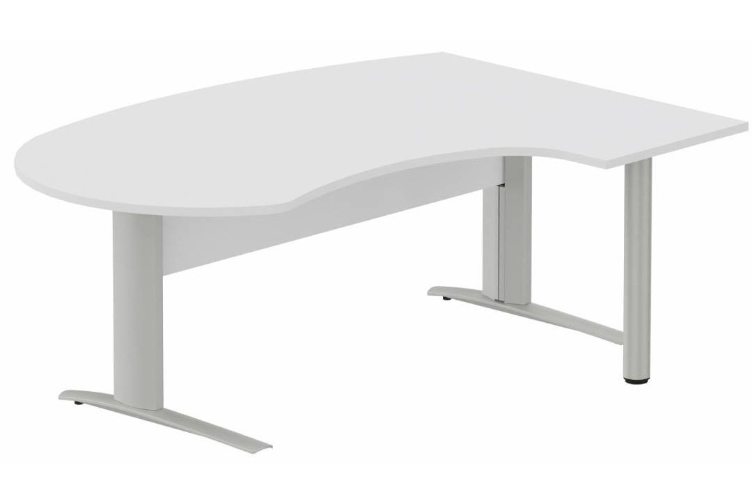 K1 VDF bois compact 90° manager 190x141x104x60cm sur pied de soutien, plateau blanc, structure aluminium
