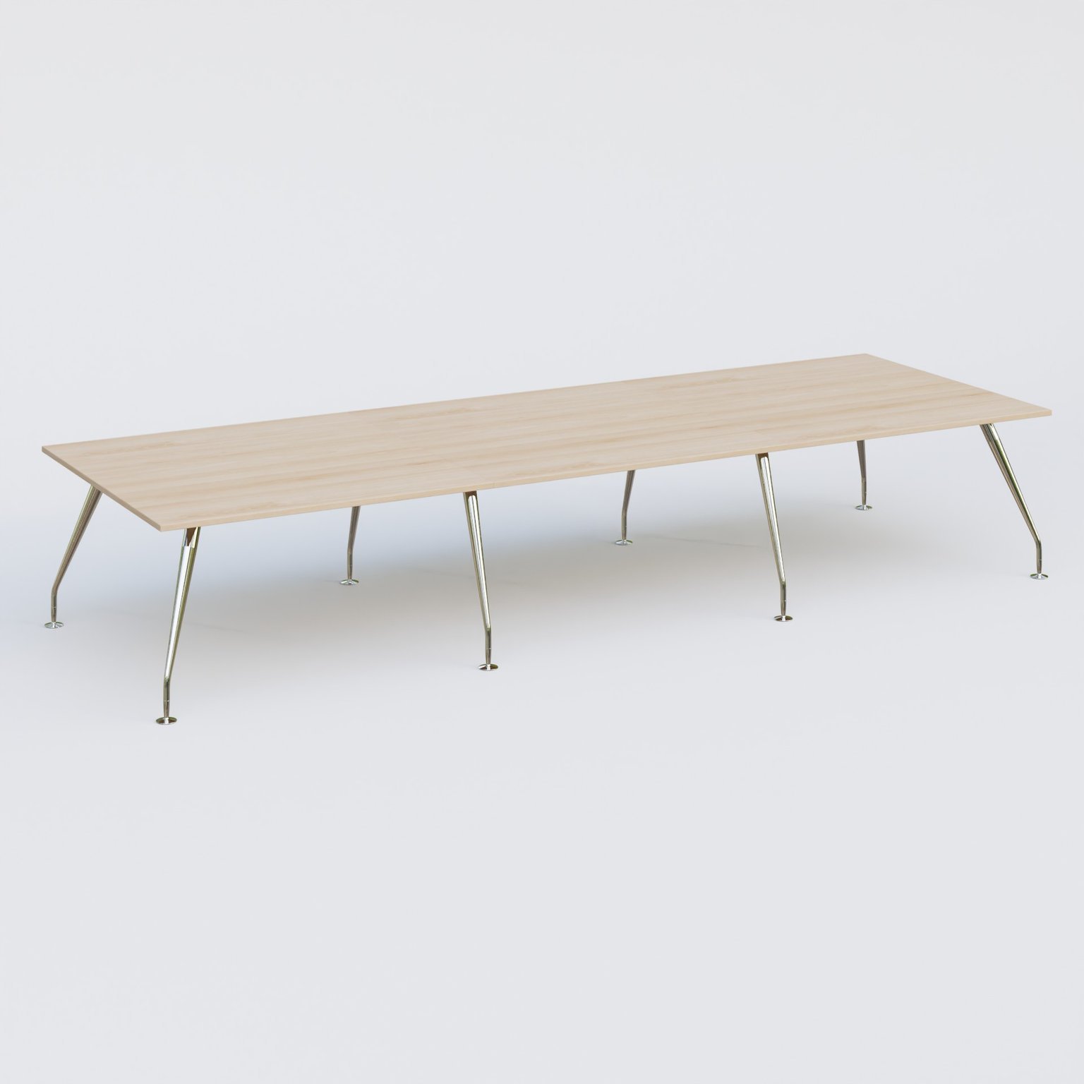 K5 table de reunion 420*145 cm. Plateau Hêtre et pietement Chrome avec base chromé.