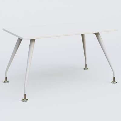 [Pas de famille] - [Pas de sous famille] - K5 plan droit 140*80 cm. Plateau Blanc et pietement Blanc avec base chromé.