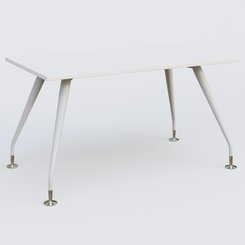 [Pas de famille] - [Pas de sous famille] - K5 plan droit 140*80 cm. Plateau Blanc et pietement Blanc avec base chromé.