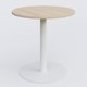 Table de réunion pietement colonne plateau D 80 cm. Plateau Hêtre et pietement Blanc.