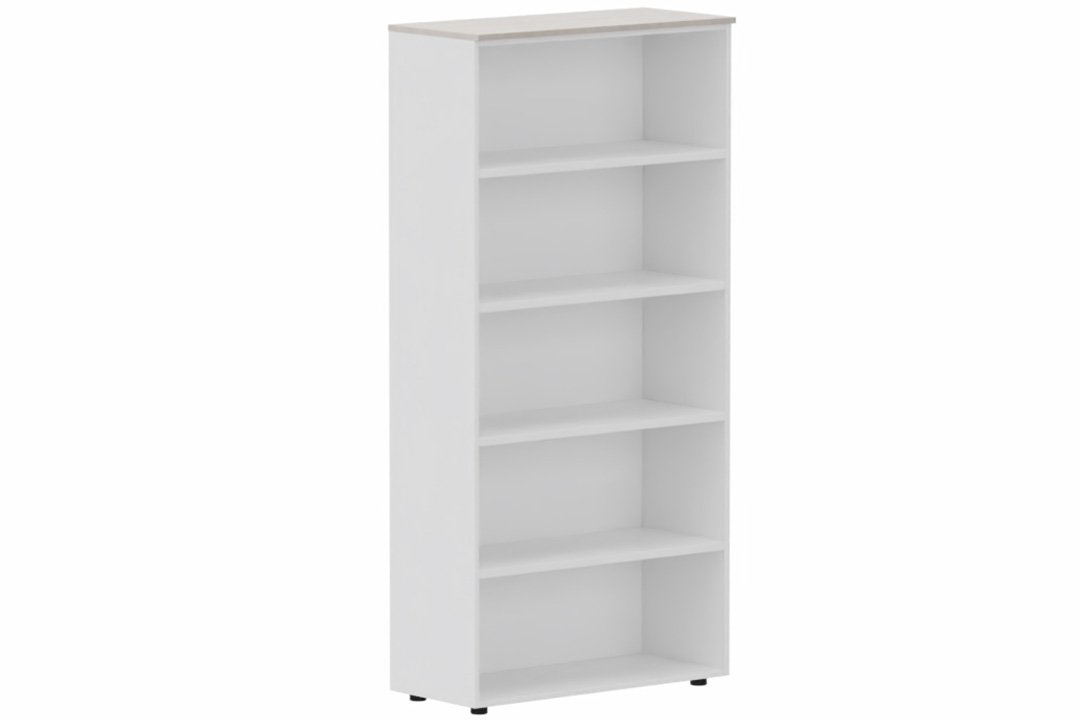 Armoire mélamine H196xL100cm sans portes, Finitions = Top de finition : Acacia / Corps d'armoire et tablettes: blanc