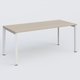 K7 plan droit 180*80 sur pieds fixe. Plateau Acacia et pietement Blanc