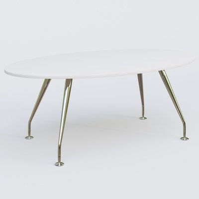 [Pas de famille] - [Pas de sous famille] - K5 table ovale 200*110 cm. Plateau Blanc et pietement Chrome avec base chromé.