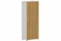Armoire mélamine H196xL100cm portes bois, Finitions= Top de finition : noyer / Corps d'armoire et tablettes : aluminium / façade :noyer