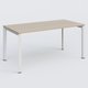 K7 plan droit 160*80 sur pieds fixe. Plateau Acacia et pietement Blanc