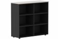 Armoire mélamine H102xL120cm, séparation médiane, sans portes, Top de finition : Acacia / Corps d'armoire et tablettes: noir