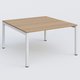 K3 Plateau droit 140x145 pieds fixe. Plateau Noyer et pietement Blanc.
