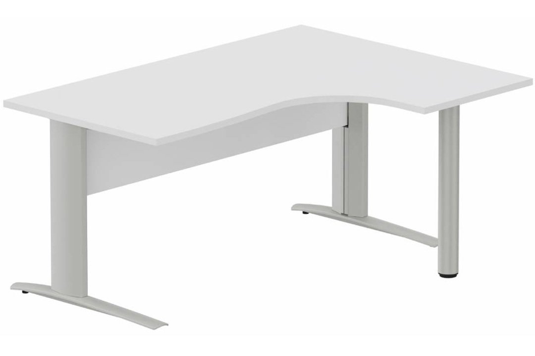 K1 VDF BOIS Compact 90° asymétrique 160x120x80/60cm retour à droite sur pied de soutien blanc/aluminium - sur délai
