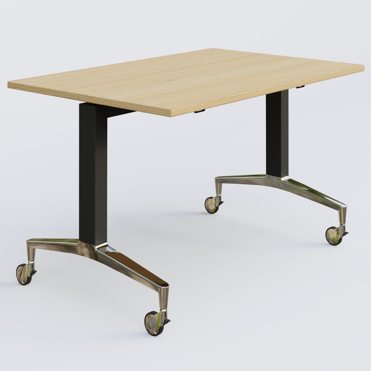 Module droit de la gamme LEM 120-80 cm. Plateau Chêne clair et pietement Noir/Chrome.