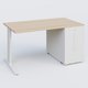 K1 Plateau droit 140x80 avec tour de rangement sous plateau à droite. Plateau Hêtre et pietement Blanc