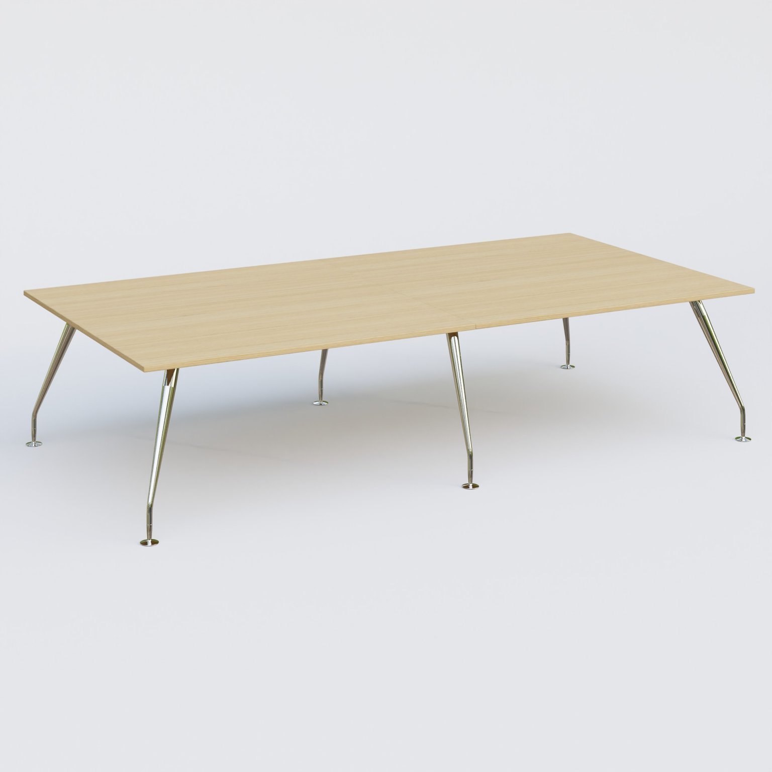 K5 table bench 320*165 cm. Plateau Chêne clair et pietement Chrome avec base chromé.