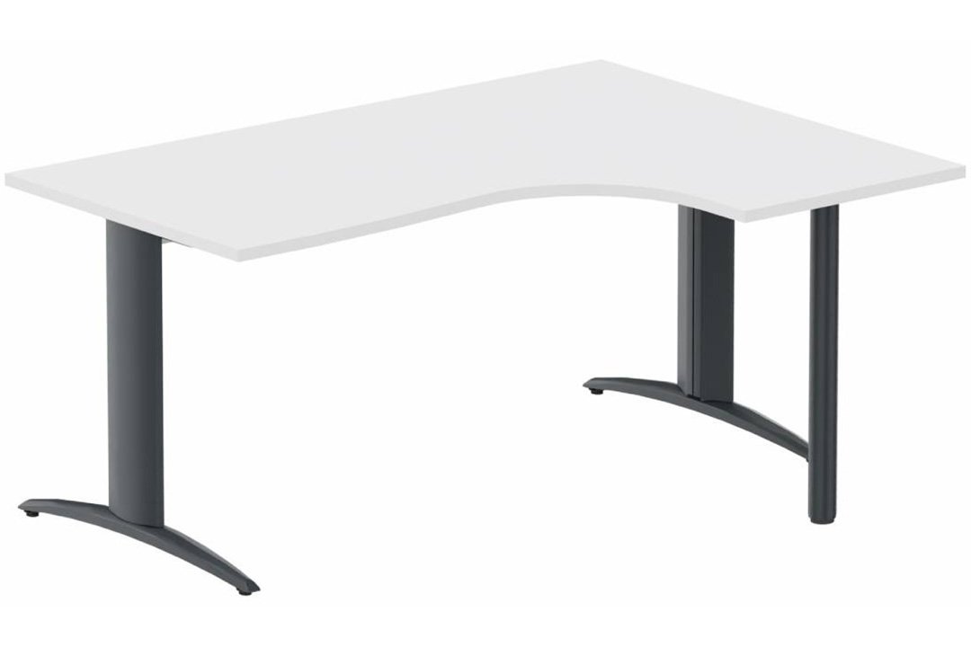 Plan Compact 90° asymétrique 160x120x80/60cm retour à droite sur pied de soutien blanc/anthracite - sur délai