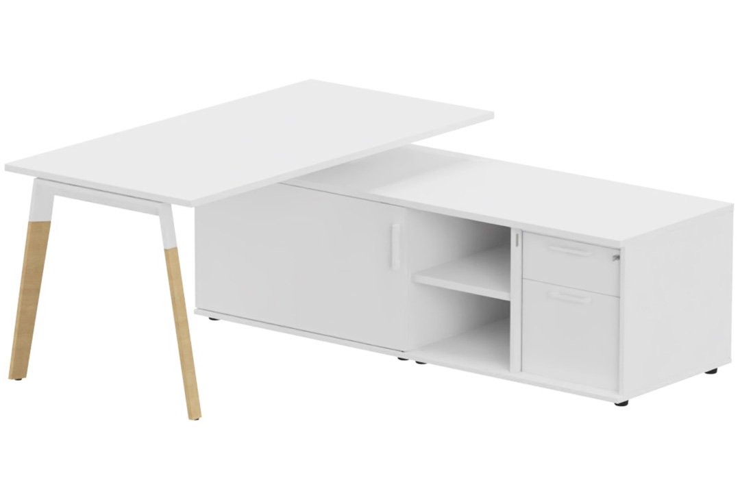K8Wood  Plan 180x80 avec meuble porteur (L180xP64) avec caisson 2T dont 1 DS intégré - meuble à droite