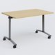 Table abattante gamme Arca 120-80 cm. Plateau Chêne clair et pietement Aluminium.