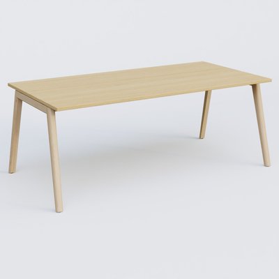 [Pas de famille] - [Pas de sous famille] - Bureau K9 piètement incliné en bois et plateau 200*100 cm. Plateau Chêne clair et pietement bois massif de hêtre.