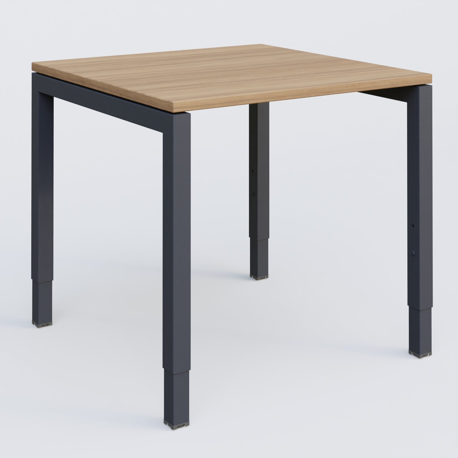 Bureau droit gamme K3 80-80 cm hauteur réglable. Plateau Noyer et pietement Anthracite.