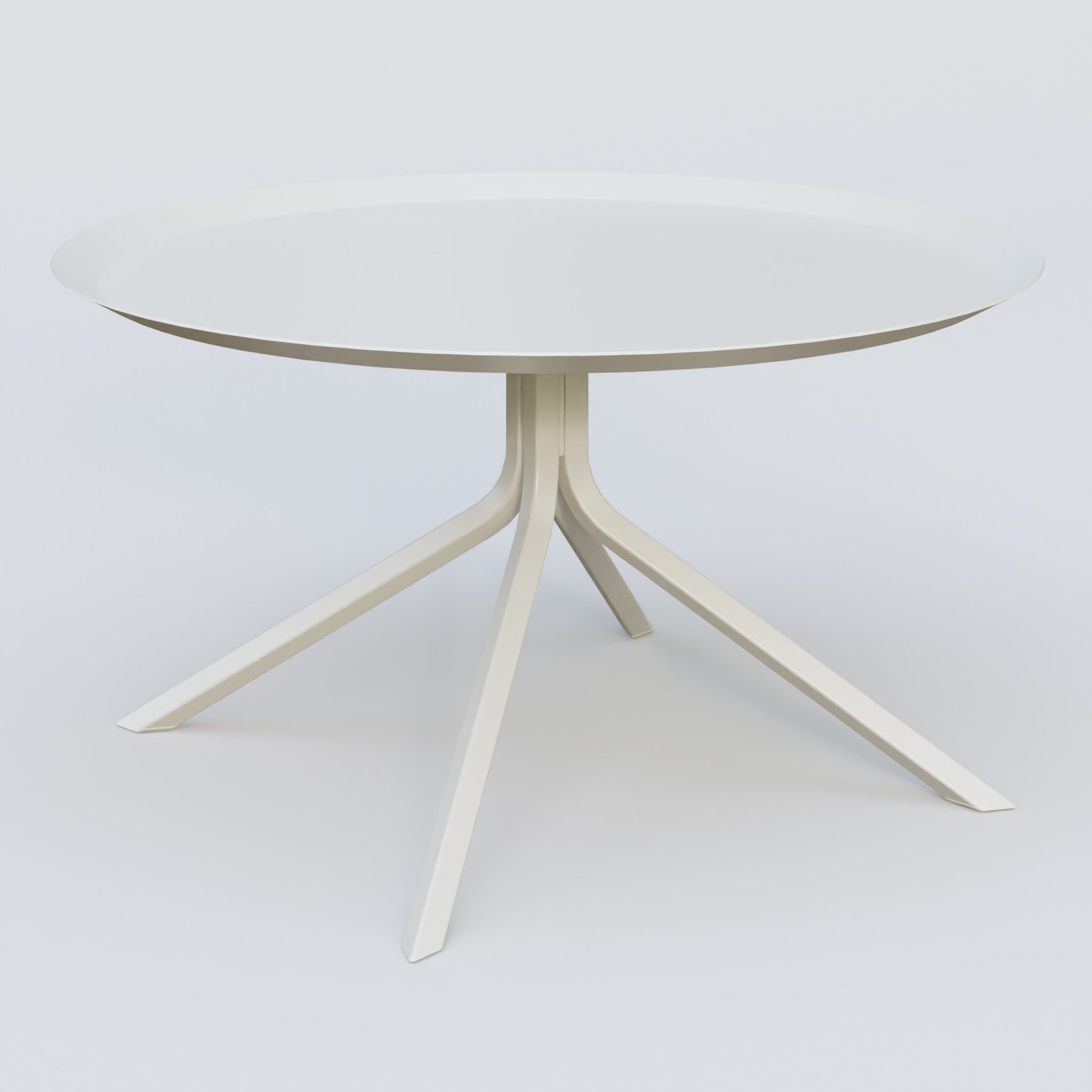 Table Basse Fashion Styl piètement 4 branches. Plateau Blanc (RAL 9010) et pietement Blanc (RAL 9010).