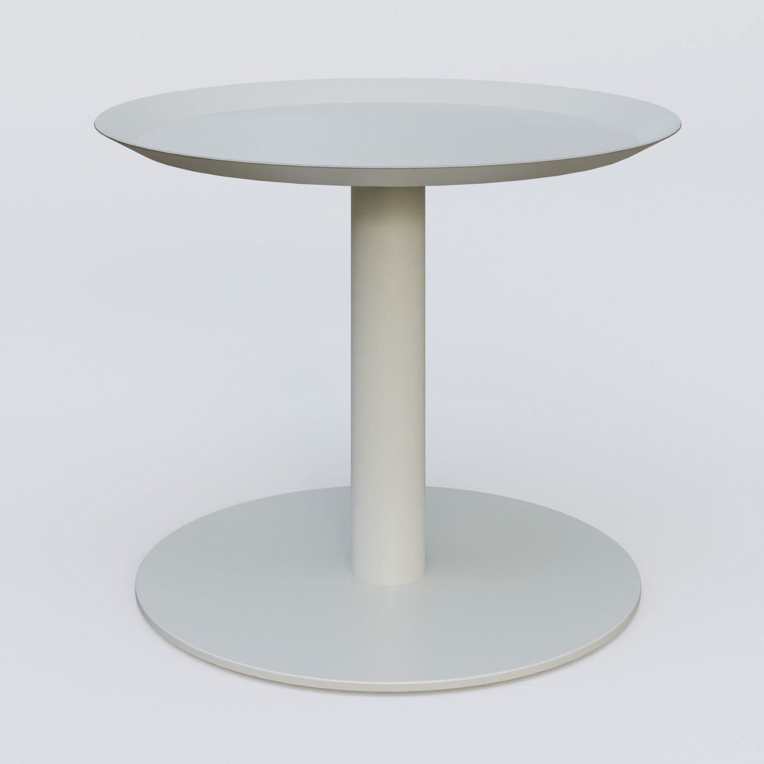 Table Basse Fashion Styl piètement colonne métalique. Plateau Gris (RAL 7038) et pietement Gris (RAL 7038).